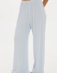 Soft Rib Wide-Leg Pants - Pale Azure